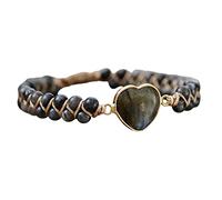 Passionate Heart Jasper Bracelet, 2022 New Natural Imperial Stone Heart Shape Charm Bracelets Classic Heart Shape Charm Stone Bracelets Handmade Adjustable Braided Passionate Jewellery Bracelet