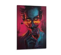 Passionate Man And Wine Glass Oil Painting Poster Poster Decorative Painting Canvas Wall Posters And Art Picture Print Modern Family Bedroom Decor Posters 12x18inch(30x45cm)