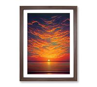 Passionate Ocean Sunset Framed Wall Art Print A2 Walnut