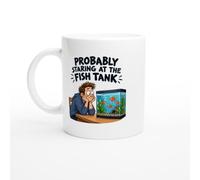PassionCadeau Aquarium Mug Probably Staring At The Fish Tank | Humorous Fish Keeper Mug - Unique Gift Idea