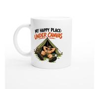 PassionCadeau Camping Mug My Happy Place: Under Canvas | Funny Camper Coffee Mug - Unique Gift Idea