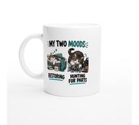 PassionCadeau Cat Mug My Two Moods Restoring Hunting for Parts | Funny Cat Lover Tea Mug - Unique Gift Idea