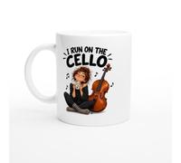 PassionCadeau Cello Mug I Run On The Cello | Novelty Cellist Coffee Mug - Unique Gift Idea