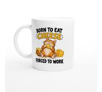 PassionCadeau Cheese Mug Born to Eat Cheese Forced to Work | Novelty Cheese Lover Mug - Unique Gift Idea