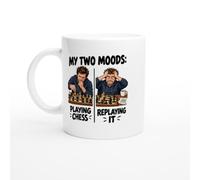 PassionCadeau Chess Mug My Two Moods: Playing Chess Replaying It | Funny Chess Player Coffee Mug - Unique Gift Idea