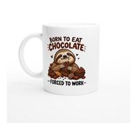PassionCadeau Chocolate Mug Born to Eat Chocolate Forced to Work | Funny Chocolate Lover Mug - Unique Gift Idea