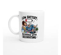 PassionCadeau Decorating Mug Low Battery Recharge with Decorating | Humorous Painter and Decorator Mug - Unique Gift Idea