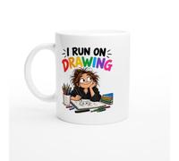 PassionCadeau Drawing Mug I Run On Drawing | Funny Artist Mug - Unique Gift Idea