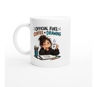 PassionCadeau Drawing Mug Official Fuel: Coffee + Drawing | Funny Artist Tea Mug - Unique Gift Idea