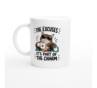 PassionCadeau Excuses Mug The Excuses It's Part of the Charm | Funny Cat Lover Coffee Mug - Unique Gift Idea