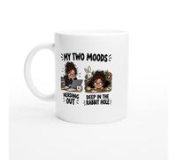 PassionCadeau Geek Mug My Two Moods Nerding Out Deep in the Rabbit Hole | Funny Bookworm Coffee Mug - Unique Gift Idea