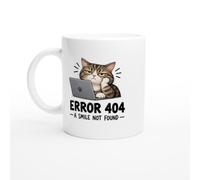 PassionCadeau Grumpy Mug Error 404 A Smile Not Found | Humorous Moody cat Mug - Unique Gift Idea