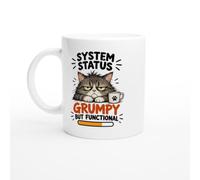 PassionCadeau Grumpy Mug System Status Grumpy but Functional | Novelty Moody Cat Lover Coffee Mug - Unique Gift Idea