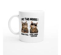 PassionCadeau Know It All Mug My Two Moods Know-It-All Even More Certain | Humorous Cat Lover Mug - Unique Gift Idea