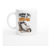 PassionCadeau Lazy Mug Born to Take a Break | Funny Cat Owner Mug - Unique Gift Idea