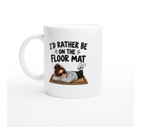 PassionCadeau Lazy Mug I'd Rather Be On The Floor Mat | Funny Homebody Mug - Unique Gift Idea