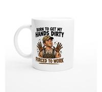 PassionCadeau Mechanic Mug Born to Get My Hands Dirty Forced to Work | Novelty Tradesman Coffee Mug - Unique Gift Idea