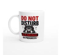 PassionCadeau Moody Black Cat Gaming Mug Do Not Disturb Gaming in Progress | Funny Gamer Coffee Mug - Unique Gift Idea