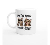 PassionCadeau No Filter Mug My Two Moods No Filter Even Less Filtered | Funny Cat Lover Tea Mug - Unique Gift Idea