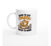 PassionCadeau Pasta Mug Born to Eat Pasta Forced to Work | Humorous Pasta Lover Mug - Unique Gift Idea