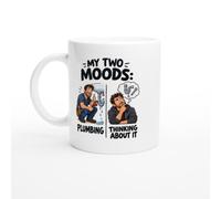 PassionCadeau Plumbing Mug My Two Moods: Plumbing/Thinking About It | Novelty Plumber Mug - Unique Gift Idea