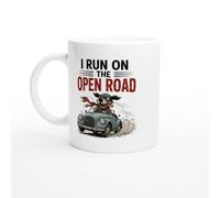 PassionCadeau Road Trip Mug I Run On The Open Road | Humorous Classic Car Lover Mug - Unique Gift Idea