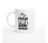 PassionCadeau Rugby Mug Coffee Rugby Repeat | Funny Rugby Player Tea Mug - Unique Gift Idea