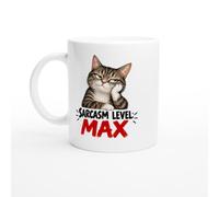 PassionCadeau Sarcasm Mug Sarcasm Level: Max | Novelty Cat Lover Mug - Unique Gift Idea