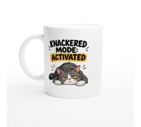 PassionCadeau Tired Mug Knackered Mode: Activated | Novelty Cat Lover Mug - Unique Gift Idea