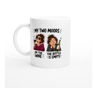 PassionCadeau Wine Mug My Two Moods on the Wine the Bottle is Empty | Funny Wine Lover Mug - Unique Gift Idea