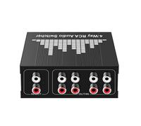 Passive Distribution Hub 4 Port Stereo Router, Manual Knob Channel Pick, Metal Build for Home Setup Organization Without External Power