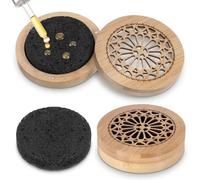 Passive Essential Oil Diffuser Stone, Small Lava Rock Diffuser Set Aromatherapy Stone for Desk Office Home Car & Gift-Giving, Compact Wood Bas