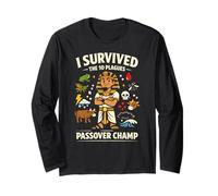 Passover Champ 10 Plagues Funny Jewish Pharaoh Seder Long Sleeve T-Shirt
