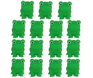 Passover Frogs - Bag of 15 Plastic Squeaking Frogs, Bright Green 10 Plague Frogs for Seder Table Decoration