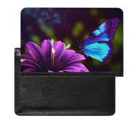 Passport And Vaccine Card Holder Blue Purple Flower Butterfly Passport Holder Passport Case Passport Covers Passport Book Passport Protector Passport Wallet International Travel, Blue Purple Flower