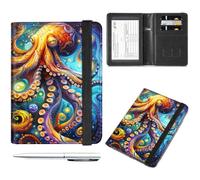 Passport and Vaccine Card Holder Combo,Passport Cover Case with Vaccine Card Slot RFID Blocking,for Wallet,Passport Cover, Passport Case, Passport Holder for Women and Men, Colorful Octopus Marine