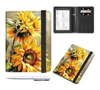 Passport and Vaccine Card Holder Combo,Passport Cover Case with Vaccine Card Slot RFID Blocking,for Wallet,Passport Cover, Passport Case, Passport Holder for Women and Men, Yellow Sunflowers -463
