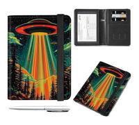 Passport and Vaccine Card Holder Combo,Passport Cover Case with Vaccine Card Slot RFID Blocking,Wallet,Passport Cover,Passport Case,Passport Holder for Women and Men, Colorful alien UFO