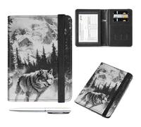 Passport and Vaccine Card Holder Combo,Passport Cover Case with Vaccine Card Slot RFID Blocking,Wallet,Passport Cover,Passport Case,Passport Holder for Women and Men, Wolf Running
