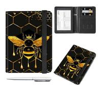 Passport and Vaccine Card Holder Combo,Passport Cover Case with Vaccine Card Slot RFID Blocking,Wallet,Passport Cover,Passport Case,Passport Holder for Women and Men, A Queen Bee and Honey