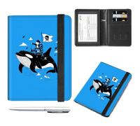 Passport and Vaccine Card Holder Cover Combo,Travel Passport Holder Wallet with RFID Blocking, Leather Vaccine Card Slot Passport Cover Case for Women & Men, Pirate Ship and Dolphin