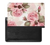 Passport And Vaccine Card Holder Pink Rose Floral Passport Holder Passport Case Passport Covers Passport Book Passport Protector Passport Wallet International Travel, Pink Rose Floral, 5.8 × 3.9 × 0.4