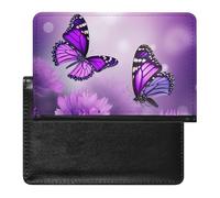 Passport And Vaccine Card Holder Purple Flower Butterflies Passport Holder Passport Case Passport Covers Passport Book Passport Protector Passport Wallet International Travel, Purple Flower