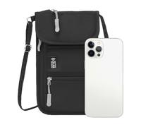 Passport Bag | Travel Document Holder | 21x13x0.5cm Oxford Cloth Lightweight Pouch | Secure Organizer for Passport, Cards, Phones, Ideal for Hiking, Beach, Gym and Traveling | Black