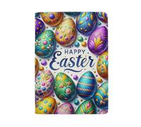 Passport Card Cover Leather Passport Holder, Happy Easter Eggs Colorful