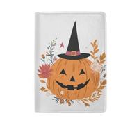 Passport Card Cover Passport Cover for Women, Pumpkin Face with Witch Hat