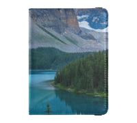 Passport Card Holder leather Card Holder Passport Case blue river mountain