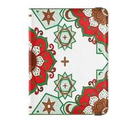 Passport Card Holder leather Passport Case Boho mandala flower green red