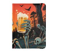 Passport Card Holder leather Passport Case sunset skeleton drink beer
