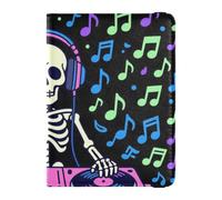 Passport Card Holder leather Passport Wallet Skeleton DJ With Music Notes